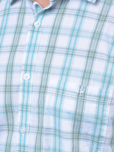 Blue Checked 100% Cotton Shirt-Men Shirts-Crimsoune Club