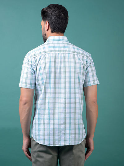Blue Checked 100% Cotton Shirt-Men Shirts-Crimsoune Club