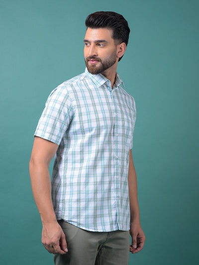 Blue Checked 100% Cotton Shirt-Men Shirts-Crimsoune Club