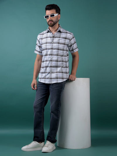 Brown Checked 100% Cotton Shirt-Men Shirts-Crimsoune Club