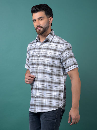 Brown Checked 100% Cotton Shirt-Men Shirts-Crimsoune Club