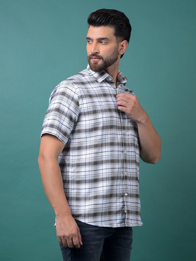 Brown Checked 100% Cotton Shirt-Men Shirts-Crimsoune Club