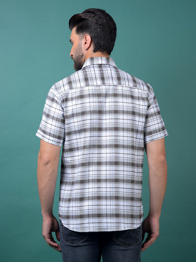 Brown Checked 100% Cotton Shirt-Men Shirts-Crimsoune Club