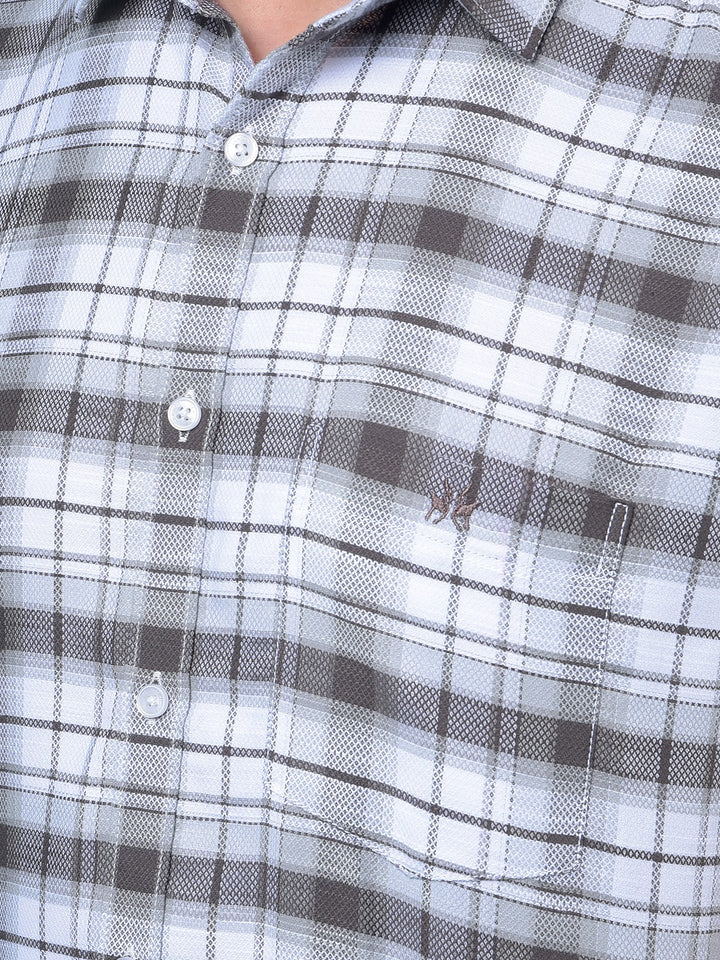 Brown Checked 100% Cotton Shirt-Men Shirts-Crimsoune Club