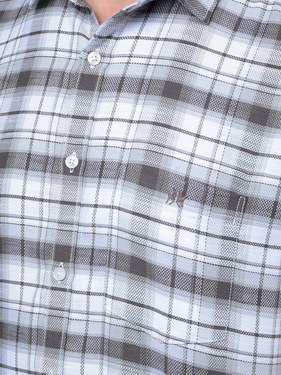 Brown Checked 100% Cotton Shirt-Men Shirts-Crimsoune Club