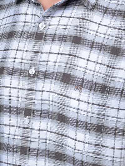 Brown Checked 100% Cotton Shirt-Men Shirts-Crimsoune Club
