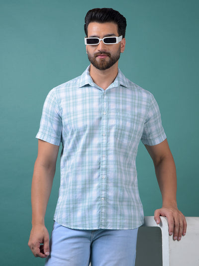 Blue Checked 100% Cotton Shirt-Men Shirts-Crimsoune Club