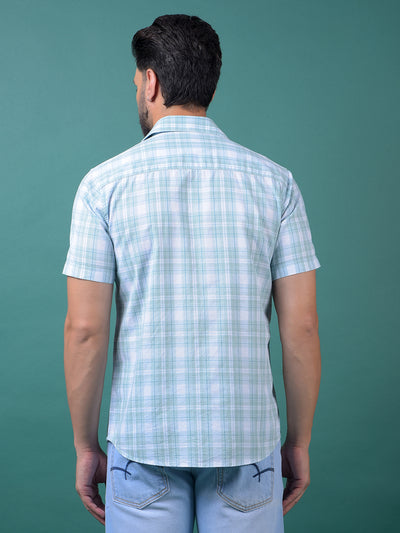 Blue Checked 100% Cotton Shirt-Men Shirts-Crimsoune Club