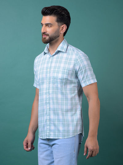 Blue Checked 100% Cotton Shirt-Men Shirts-Crimsoune Club