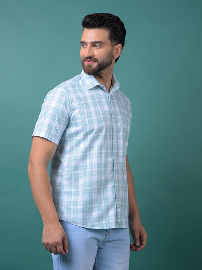 Blue Checked 100% Cotton Shirt-Men Shirts-Crimsoune Club