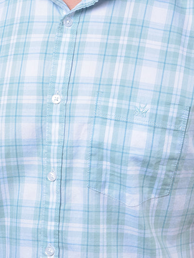 Blue Checked 100% Cotton Shirt-Men Shirts-Crimsoune Club