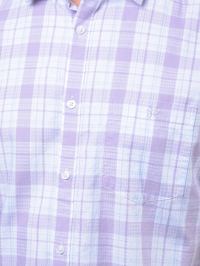 Purple Checked 100% Cotton Shirt-Men Shirts-Crimsoune Club