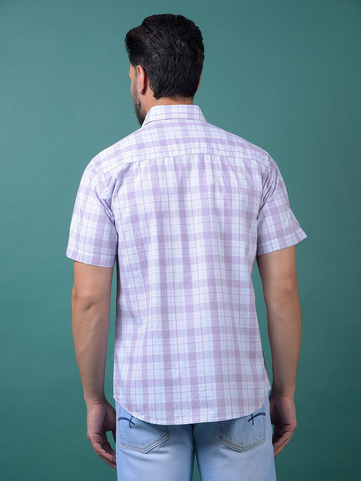 Purple Checked 100% Cotton Shirt-Men Shirts-Crimsoune Club