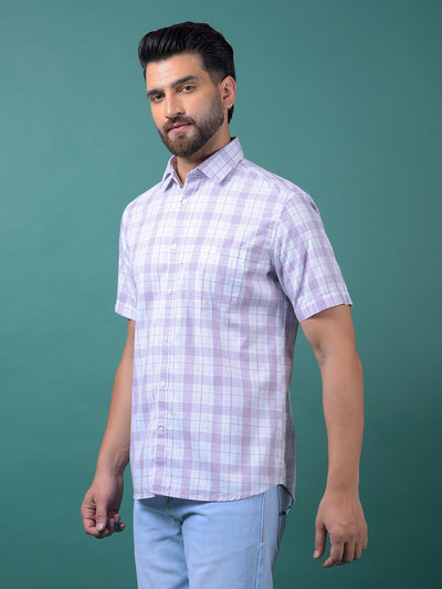 Purple Checked 100% Cotton Shirt-Men Shirts-Crimsoune Club
