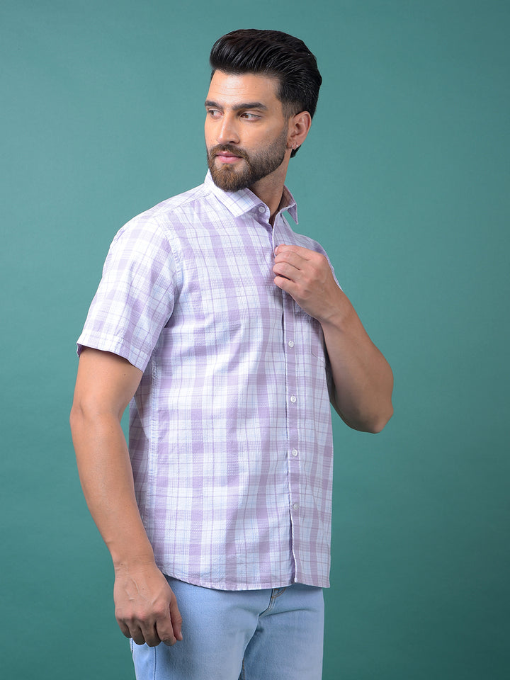 Purple Checked 100% Cotton Shirt-Men Shirts-Crimsoune Club