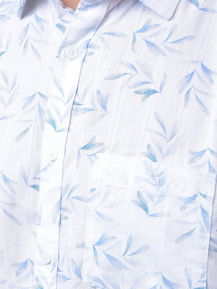 Blue Floral Print Shirt-Men Shirts-Crimsoune Club