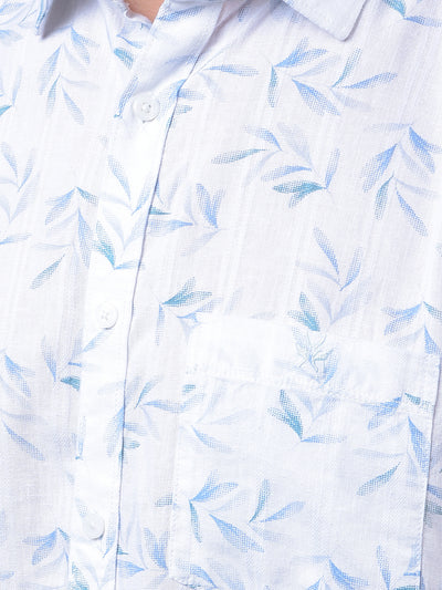 Blue Floral Print Shirt-Men Shirts-Crimsoune Club
