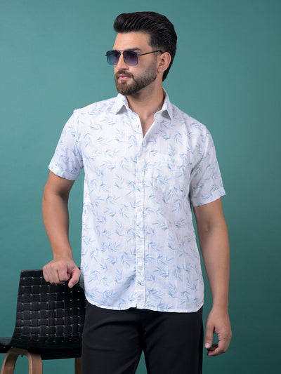 Blue Floral Print Shirt-Men Shirts-Crimsoune Club