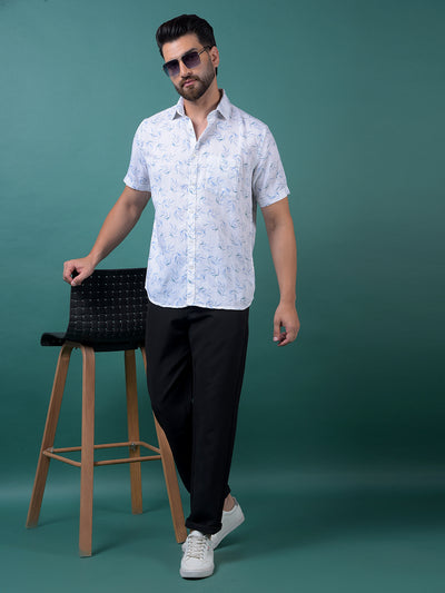 Blue Floral Print Shirt-Men Shirts-Crimsoune Club