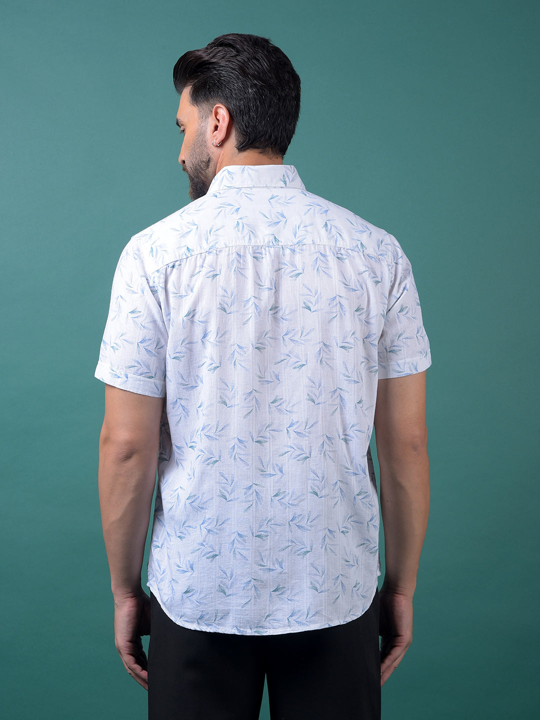 Blue Floral Print Shirt-Men Shirts-Crimsoune Club