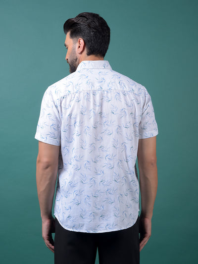 Blue Floral Print Shirt-Men Shirts-Crimsoune Club