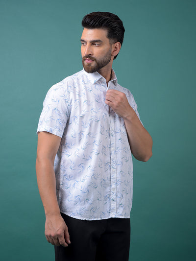 Blue Floral Print Shirt-Men Shirts-Crimsoune Club