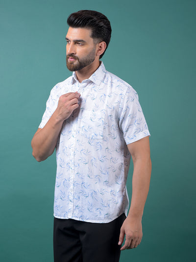Blue Floral Print Shirt-Men Shirts-Crimsoune Club