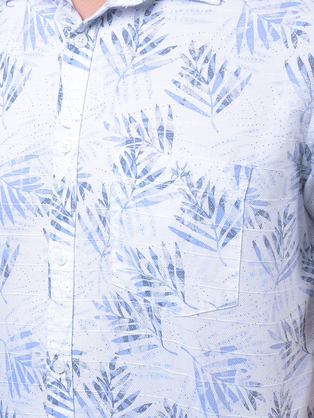 Blue Floral Print 100% Cotton Shirt-Men Shirts-Crimsoune Club