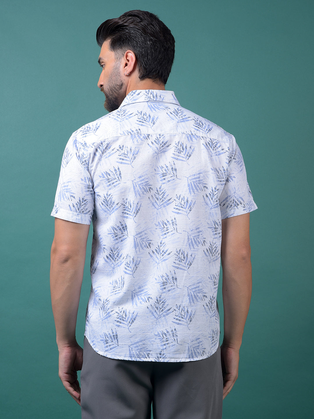 Blue Floral Print 100% Cotton Shirt-Men Shirts-Crimsoune Club