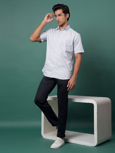 Grey Printed 100% Cotton Shirt-Men Shirts-Crimsoune Club