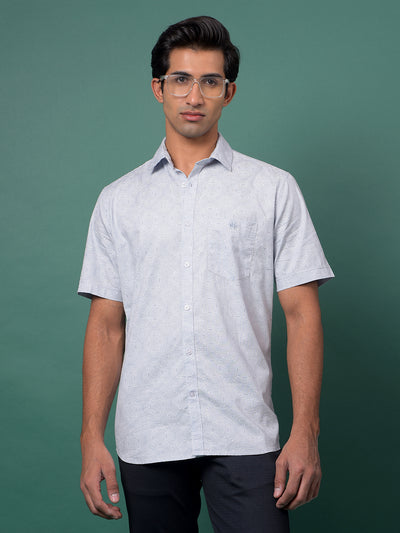 Grey Printed 100% Cotton Shirt-Men Shirts-Crimsoune Club