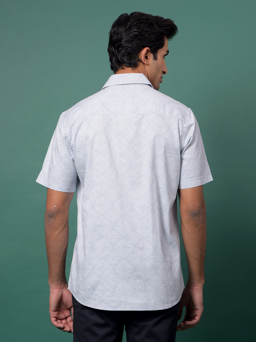 Grey Printed 100% Cotton Shirt-Men Shirts-Crimsoune Club