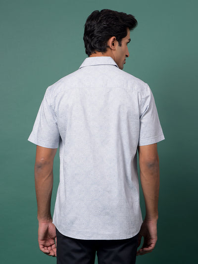 Grey Printed 100% Cotton Shirt-Men Shirts-Crimsoune Club