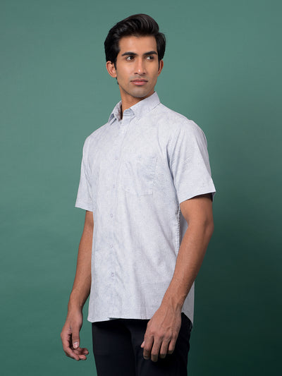 Grey Printed 100% Cotton Shirt-Men Shirts-Crimsoune Club