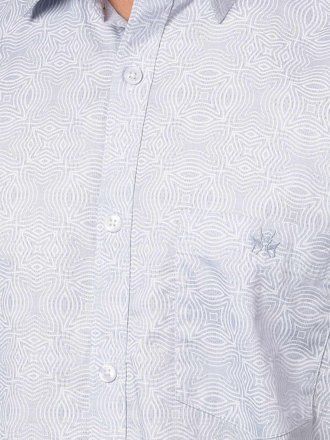 Grey Printed 100% Cotton Shirt-Men Shirts-Crimsoune Club
