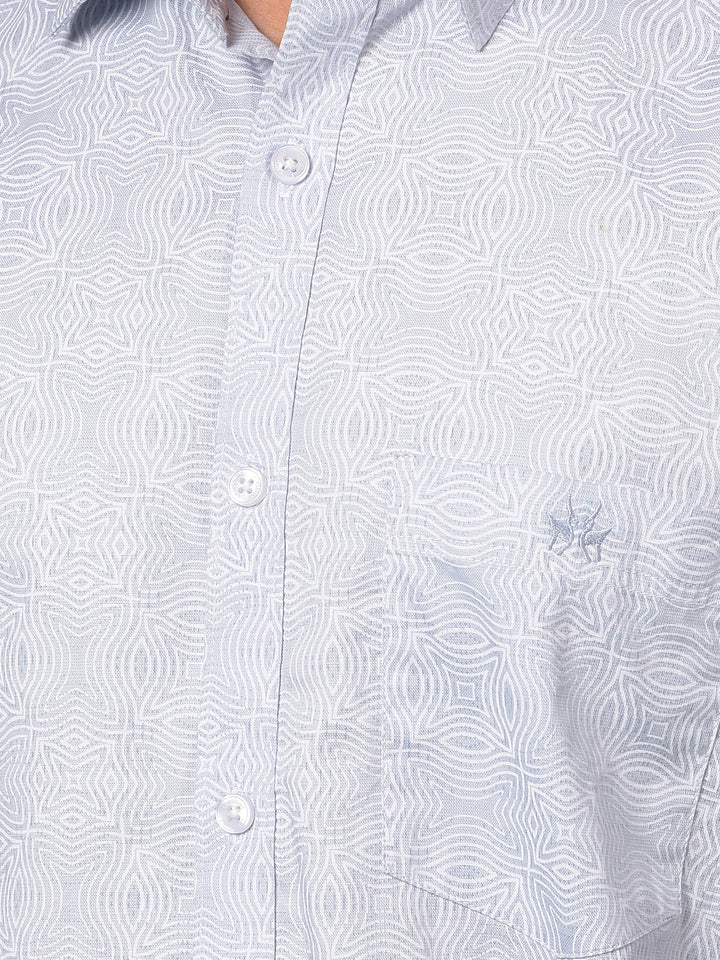 Grey Printed 100% Cotton Shirt-Men Shirts-Crimsoune Club