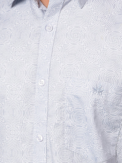 Grey Printed 100% Cotton Shirt-Men Shirts-Crimsoune Club