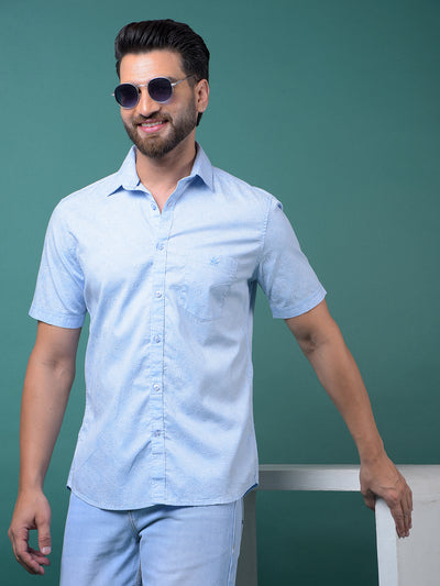 Blue Printed 100% Cotton Shirt-Men Shirts-Crimsoune Club
