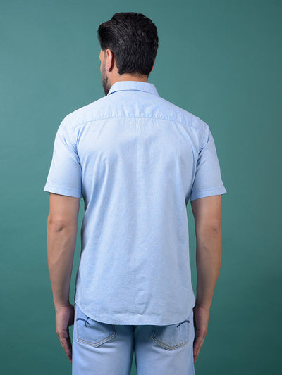 Blue Printed 100% Cotton Shirt-Men Shirts-Crimsoune Club