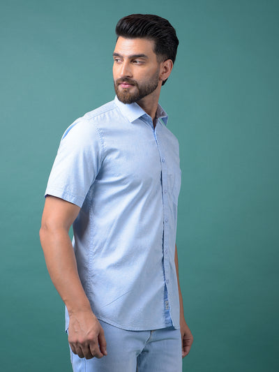 Blue Printed 100% Cotton Shirt-Men Shirts-Crimsoune Club