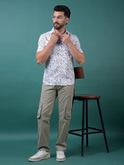 Green Printed 100% Cotton Shirt-Men Shirts-Crimsoune Club