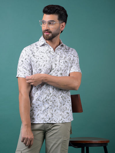 Green Printed 100% Cotton Shirt-Men Shirts-Crimsoune Club