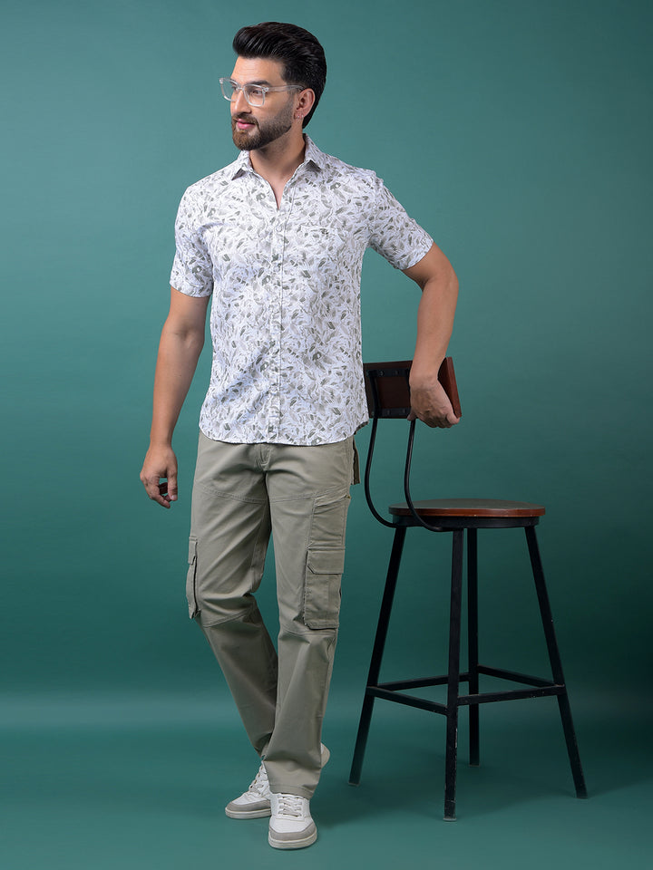 Green Printed 100% Cotton Shirt-Men Shirts-Crimsoune Club