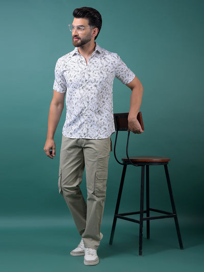 Green Printed 100% Cotton Shirt-Men Shirts-Crimsoune Club