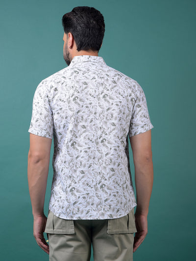 Green Printed 100% Cotton Shirt-Men Shirts-Crimsoune Club