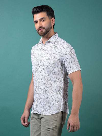 Green Printed 100% Cotton Shirt-Men Shirts-Crimsoune Club