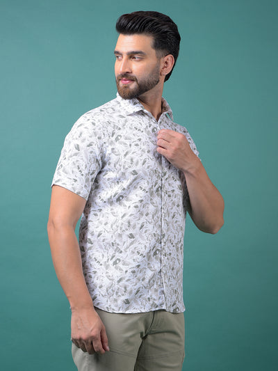 Green Printed 100% Cotton Shirt-Men Shirts-Crimsoune Club