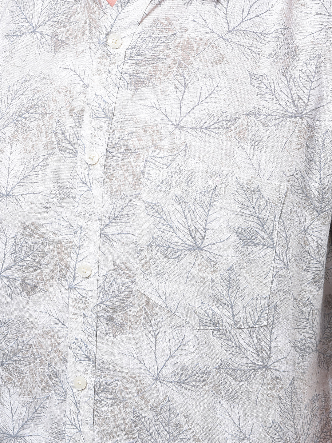 Grey Floral Print Linen Shirt-Men Shirts-Crimsoune Club