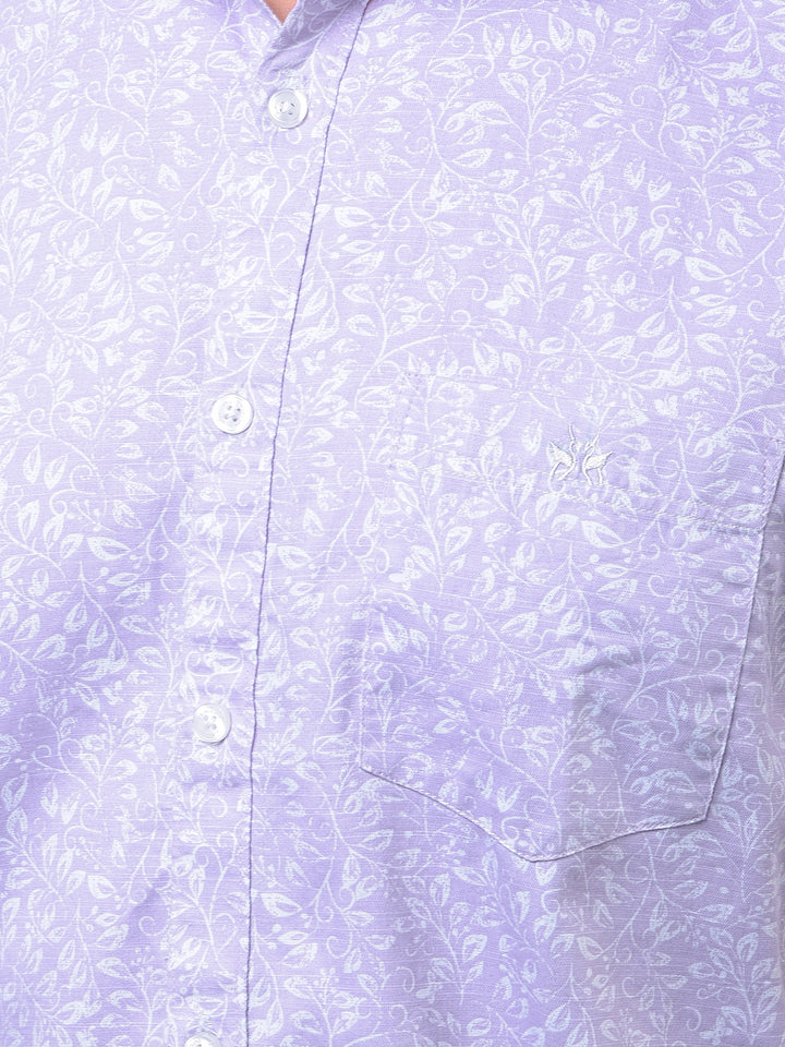 Purple Floral Print Shirt-Men Shirts-Crimsoune Club