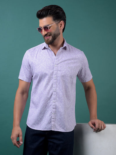 Purple Floral Print Shirt-Men Shirts-Crimsoune Club
